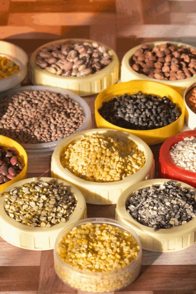 Tubs of dals sold in bulk