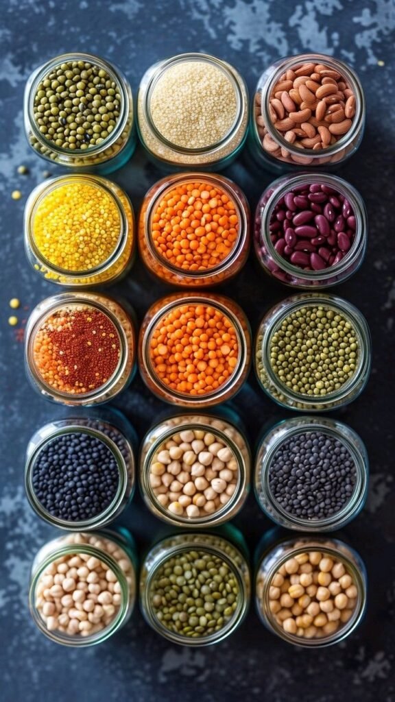 Jars of pulses and grains