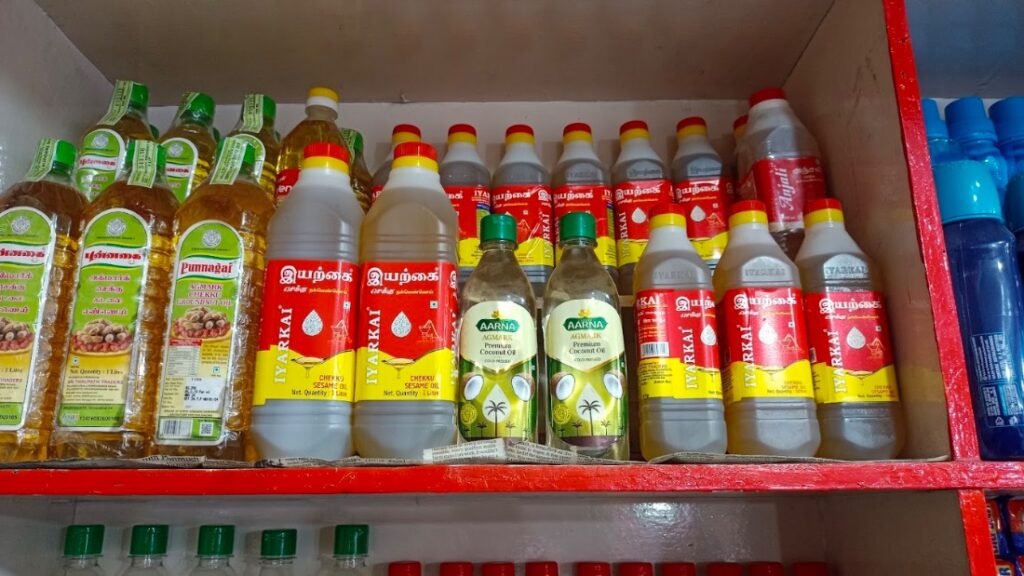 Cooking oils on store shelves