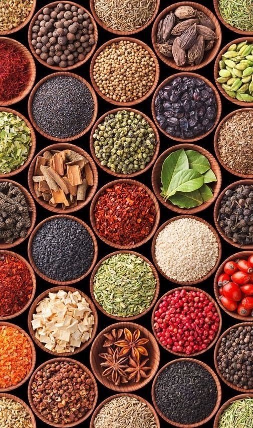 Bowls of spices and masalas